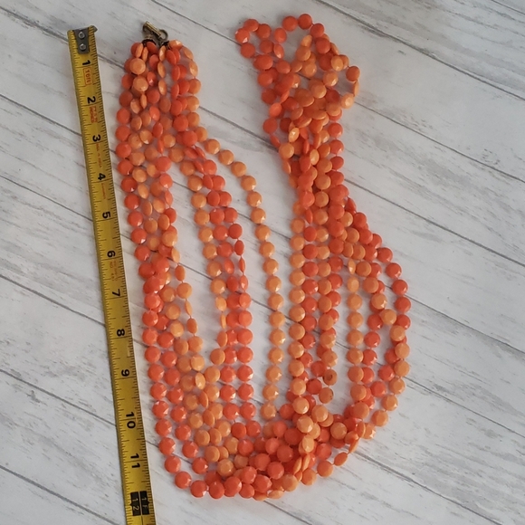 VINTAGE Orange 4 Strand Round Beaded 36"Ne… - Picture 6 of 7